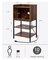 Tall Night Stand with Metal Legs, Charging Station Nightstand, Bedside Table with Open Drawer, Side Table with USB Ports and Outlets for Compact Spaces, Bedroom,Earthy Brown